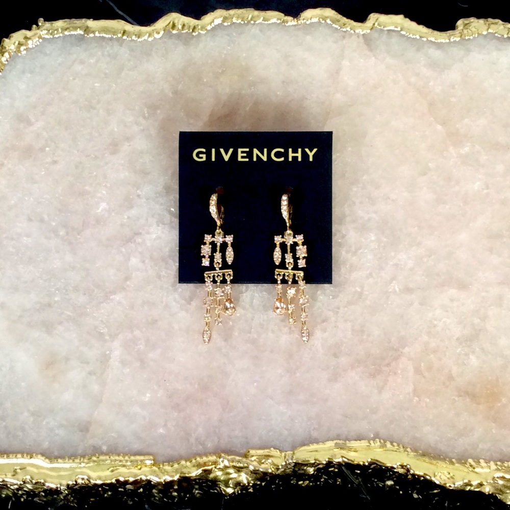Givenchy Rose Gold Linear Tiered Fringe Earrings